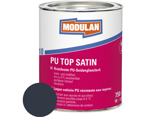Laque MODULAN 6110 PU Top satin RAL 7016 anthracite 750 ml Boîte de laque Modulan PU Top Satin avec exemple de couleur