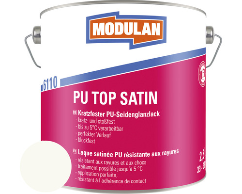 Laque MODULAN 6110 PU Top satin RAL 9016 blanc trafic 2,5 l