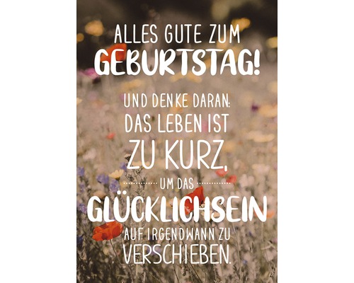 Carte postale Alles Gute zum Geburtstag! Das Leben ist zu kurz... 10,5x14,8 cm Carte d''anniversaire avec le texte : Joyeux anniversaire ! Et n''oubliez pas : La vie est trop courte pour remettre le bonheur à plus tard.