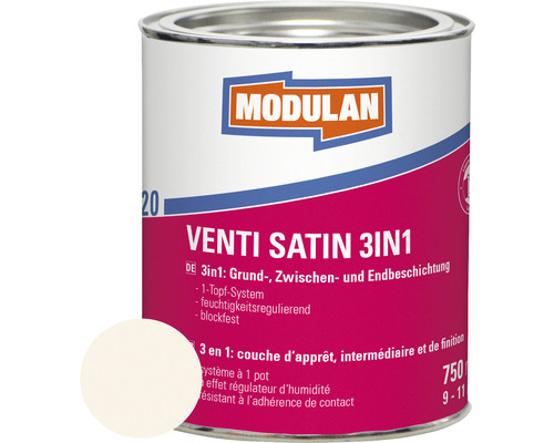 Laque MODULAN 6120 Venti satin 3en1 RAL 9001 blanc crème 750 ml