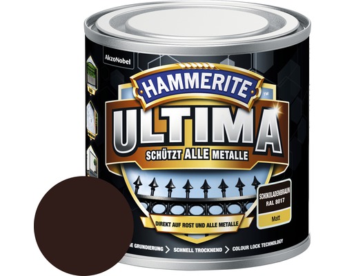 Laque de protection pour métaux Hammerite Ultima Ral 8017 marron chocolat mat 250 ml