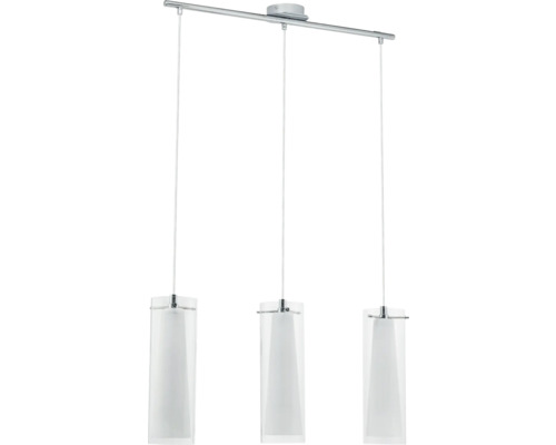 Lampe suspendue 3 ampoules L 72,5 cm chrome/blanc