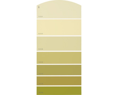 Farbmusterkarte Farbtonkarte B21 Farbwelt gelb 21x10 cm