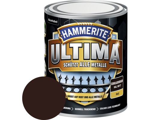 Laque de protection pour métaux Hammerite Ultima Ral 8017 marron chocolat mat 750 ml