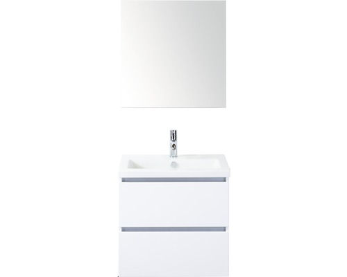 Set de meubles de salle de bains Sanox Vogue lxhxp 61 x 169 x 41 cm couleur de façade blanc haute brillance avec vasque céramique blanc