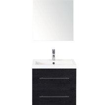 Badmöbel-Set Sanox Straight BxHxT 60 x 170 x 40 cm Frontfarbe black oak mit Waschtisch Mineralguss weiß
