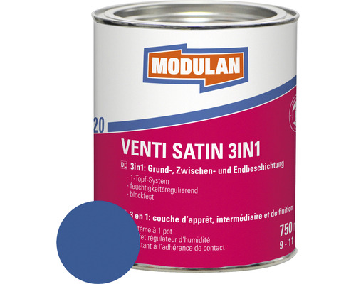 Laque MODULAN 6120 Venti satin 3en1 RAL 5010 bleu gentiane 750 ml