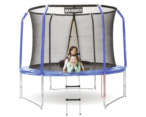Rallonge pour pied, pièce de rechange pour trampoline Marimex Ø 305 cm réf. 5492906 Trampoline avec filet de sécurité et échelle, deux enfants sont assis dans le trampoline