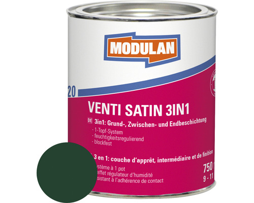 Laque MODULAN 6120 Venti satin 3en1 RAL 6005 vert mousse 750 ml MODULAN Venti Satin 3en1, pot de peinture