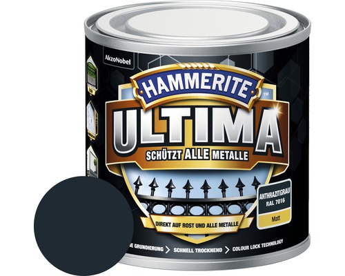 Laque de protection pour métaux Hammerite Ultima Ral 7016 gris anthracite mat 250 ml