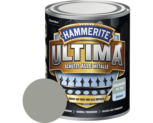 Laque de protection pour métaux Hammerite Ultima Ral 7042 gris signalisation brillant 750 ml