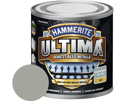 Laque de protection pour métaux Hammerite Ultima Ral 7042 gris signalisation mat 250 ml
