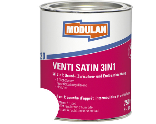 Laque MODULAN 6120 Venti satin 3en1 blanc 750 ml