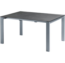 Table de jardin rectangulaire avec plateau gris et structure en aluminium