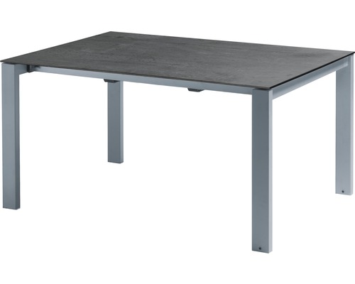 Table de jardin rectangulaire avec plateau gris et structure en aluminium