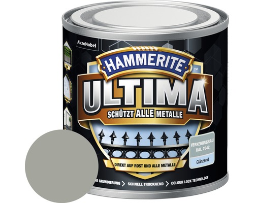 Laque de protection pour métaux Hammerite Ultima Ral 7042 gris signalisation brillant 250 ml-0