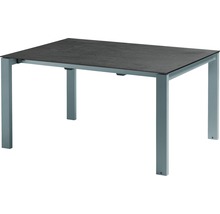 Table de jardin rectangulaire avec plateau aspect pierre et structure en métal