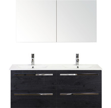 Badmöbel-Set Sanox Seville BxHxT 121 x 170 x 46 cm Frontfarbe black oak mit Waschtisch Keramik weiß