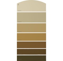 Farbmusterkarte mit sieben Farbnuancen