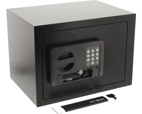 Schwarzer Möbeltresor mit Zahlenschloss und Schlüssel