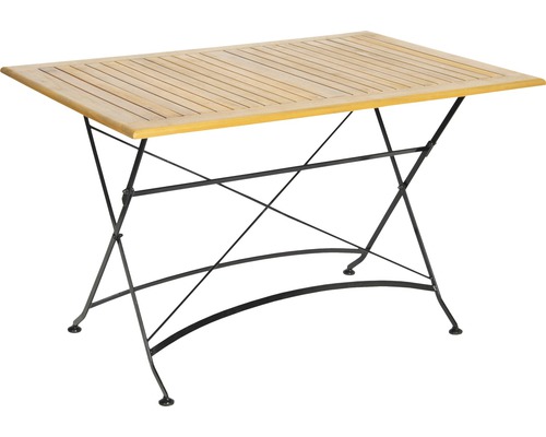 Table de jardin rectangulaire en bois avec cadre métallique