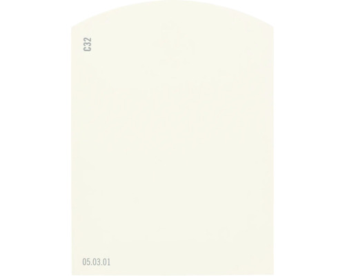 Carte échantillon de peinture C32 Off-White univers des couleurs orange 9,5x7 cm Arrière-plan neutre avec le texte C32 et 05.03.01