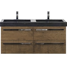 Naturstein Doppelwaschbecken mit Unterschrank Sanox SEVILLE BxHxT 121x58x45.5 cm Frontfarbe tabacco 81703339