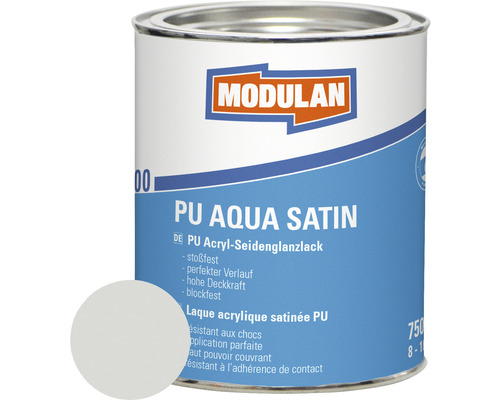 Laque MODULAN 6200 PU Aqua satin RAL 7035 gris clair 750 ml Boîte de laque satinée PU Aqua Modulan