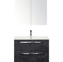 Badmöbel-Set Sanox Seville BxHxT 81 x 170 x 46 cm Frontfarbe black oak mit Waschtisch Keramik weiß