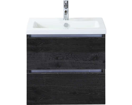 Ensemble de meubles de salle de bains Sanox Vogue couleur de façade black oak lxhxp 61 x 59 x 41 cm avec vasque en céramique
