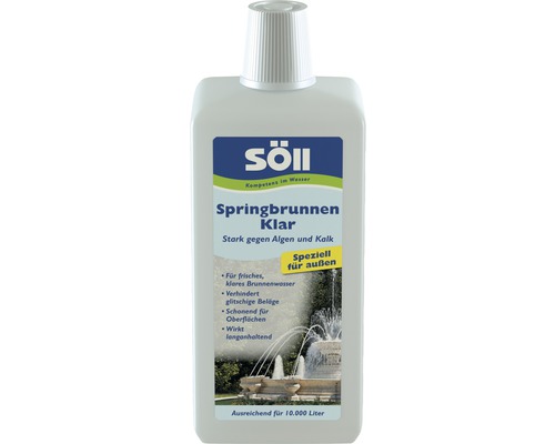 ClaireFontaine Söll spécial pour les espaces extérieurs 1 l Söll Springbrunnen Klar pour le nettoyage des fontaines, suffisant pour 10000 litres