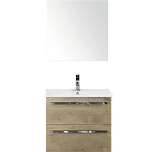 Set de meubles de salle de bains Sanox Seville lxhxp 61 x 170 x 46 cm couleur de façade chêne naturel avec vasque céramique blanc-thumb-0