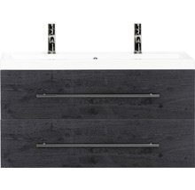 Meuble sous-lavabo avec deux tiroirs et deux robinets