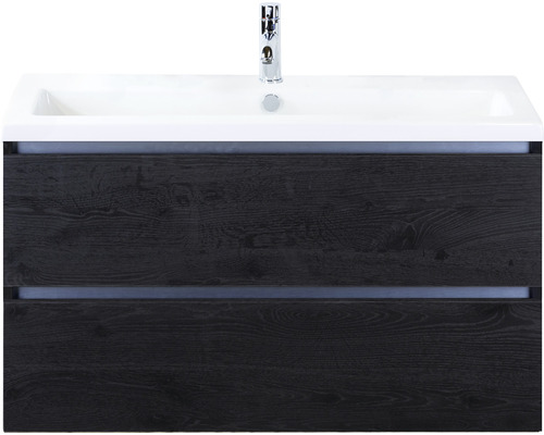 Einzelbadmöbel Sanox Vogue BxHxT 101 x 59 x 41 cm Frontfarbe black oak mit Waschtisch Keramik weiß 81739149 Einzelbadmöbel Sanox Vogue BxHxT 101 x 59 x 41 cm Frontfarbe black oak mit Waschtisch Keramik weiß 81739149