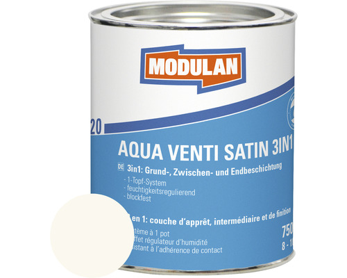 MODULAN 6220 Aqua Venti Lack Satin 3in1 RAL 9010 weiß 750 ml