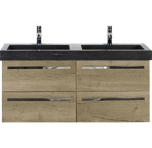 Naturstein Doppelwaschbecken mit Unterschrank Sanox SEVILLE BxHxT 121x58x45.5 cm Frontfarbe eiche natur 81703327