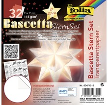 Bascetta Set étoile papier transparent avec 32 feuilles, 15x15 cm, instructions incluses