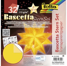 Bascetta Star Set, papier transparent, 32 feuilles, 20 x 20 cm, 115 g/m², instructions incluses
