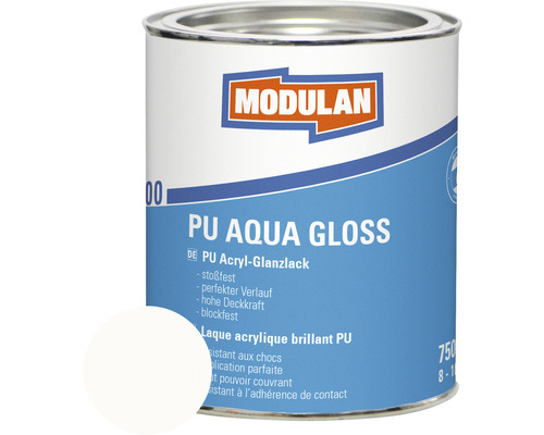 Laque MODULAN 6200 PU Aqua Gloss RAL 9016 blanc trafic 750 ml