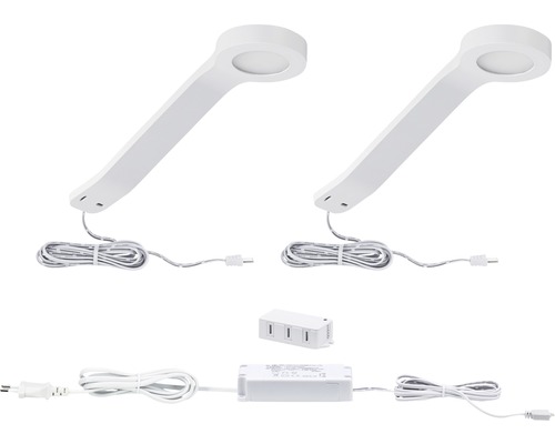 Éclairage de meuble Paulmann kit de démarrage Tunable White 2x100 lm 2700- 6500 K Spot Mike blanc 12V s pièces Deux luminaires LED blancs avec accessoires