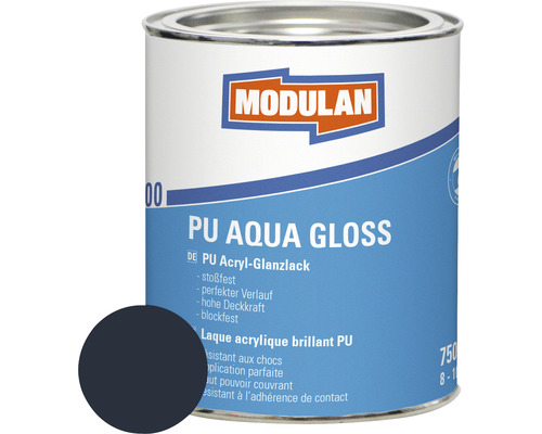 Laque MODULAN 6200 PU Aqua Gloss RAL 7016 anthracite 750 ml MODULAN PU Aqua Gloss laque acrylique, boîte