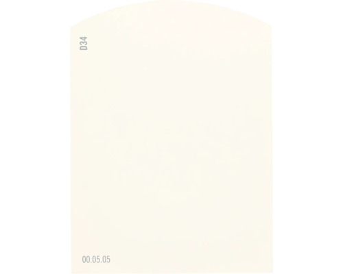 Carte échantillon de peinture D34 Off-White univers des couleurs rouge 9,5x7 cm Étiquette avec la désignation D34 et la date 00.05.05