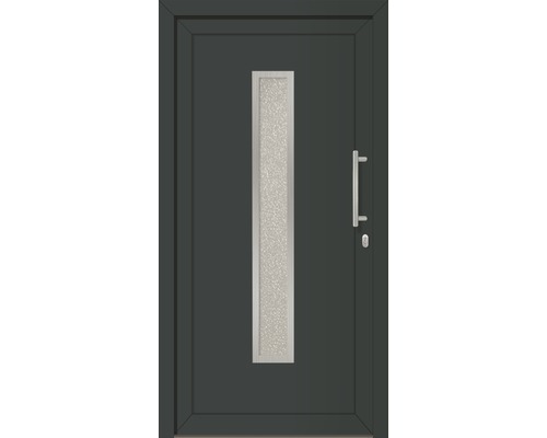 Graue Haustür mit Glaseinsatz