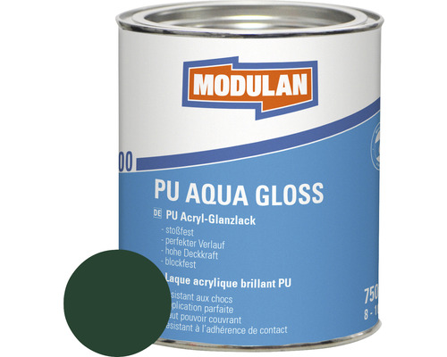 Laque MODULAN 6200 PU Aqua Gloss RAL 6005 vert mousse 750 ml Boîte de peinture Laque acrylique brillante PU