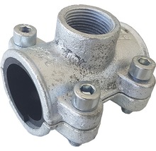 Installationsschelle mit Gewindeabgang aus verzinktem Stahl