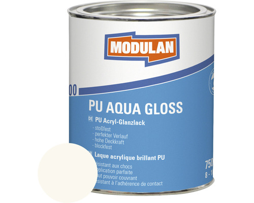 Laque MODULAN 6200 PU Aqua Gloss RAL 9010 blanc pur 750 ml