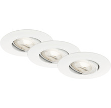 Set d'éclairages encastrés LED 3 pces à intensité lumineuse variable IP23 3x5 W 3x460 lm 3000 K blanc Ø 9/6,8 cm 230 V