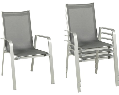 Stapelbarer Gartenstuhl mit Aluminiumgestell und Textilbespannung