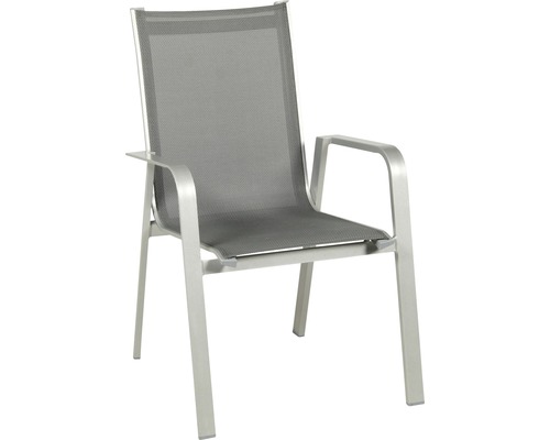 Gartenstuhl Acamp Urban 4er Set stappelbar 62 x 69 x 97 cm Textilgewebe silber Gartenstuhl mit Armlehnen aus Aluminium und Textilbespannung