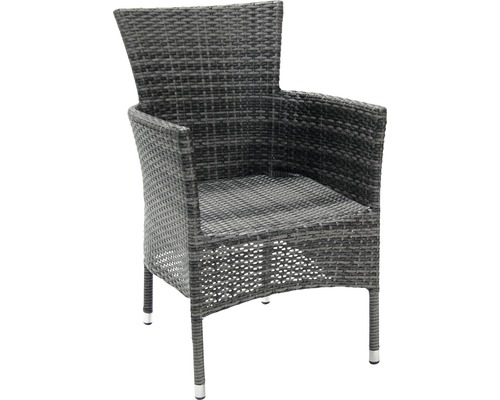 Chaise de jardin Acamp Cesar 59 x 58 x 84 cm rotin synthétique gris empilable